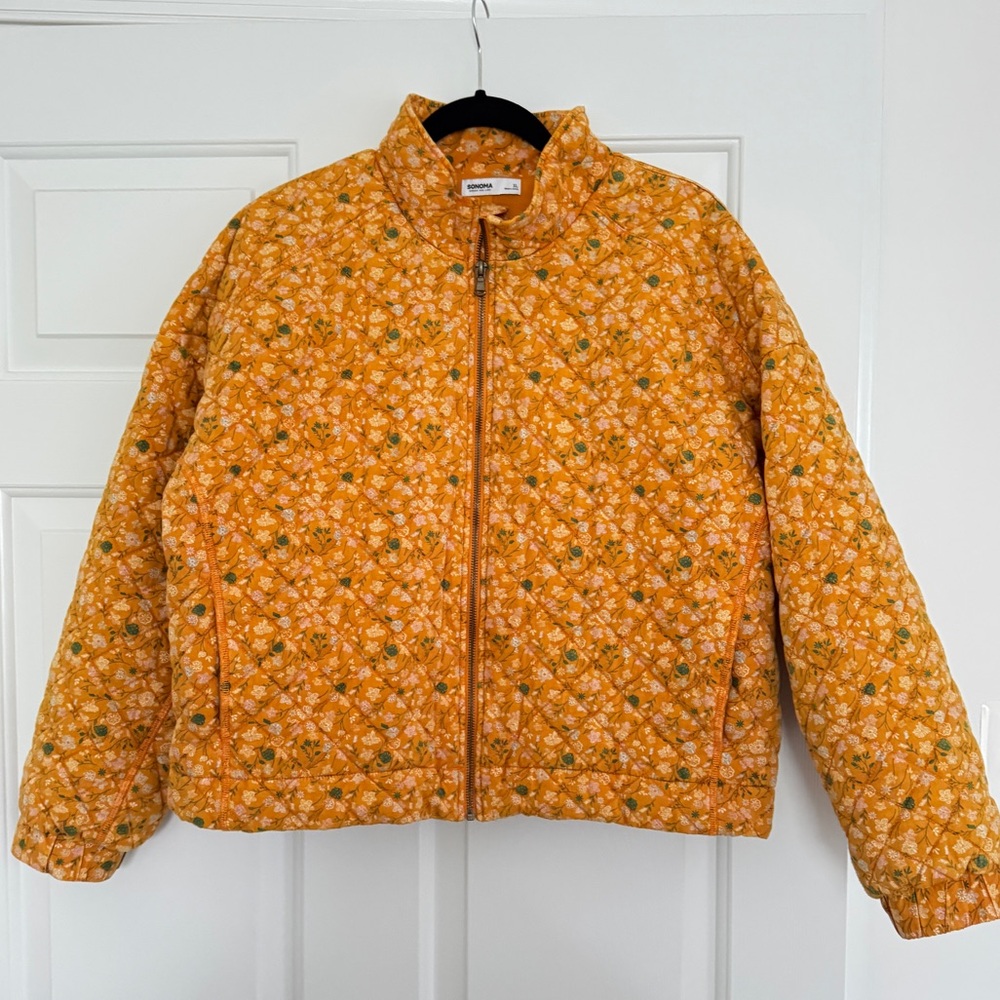Sonoma Orange Floral Quilted Jacket